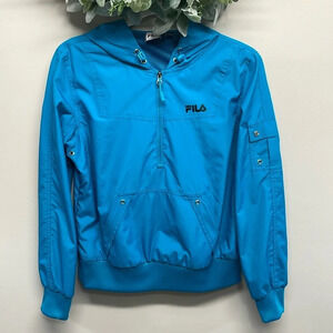 NWOT FILA Sport Teal Half Zip Pullover Hooded Windbreaker Jacket S
